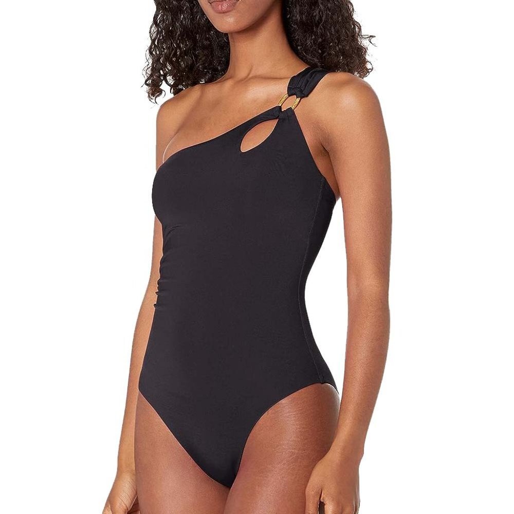 NWT Trina Turk Women's Standard Getaway Solids Shoulder One Piece Swimsuit